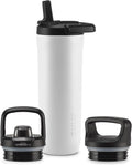 ZULU Base 18oz Kids Stainless Steel Water Bottle with 3 Lids- Straw, Chug, Twist | Double Walled and Vacuum Insulated Metal Thermos | Fits Car Cupholder, Built in Carry Loop, Dishwasher Safe, White