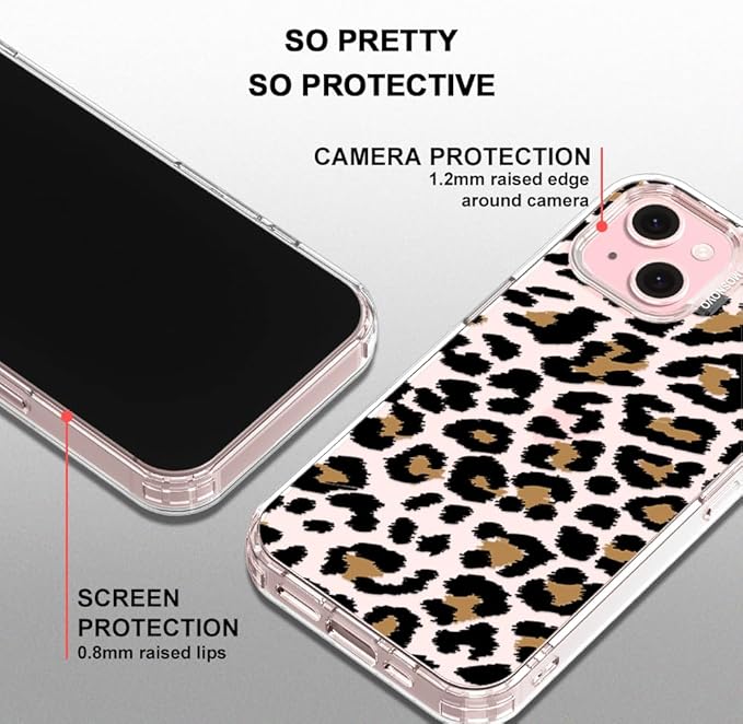 MOSNOVO Case for iPhone 15, [Buffertech 6.6ft Military-Grade Drop Protection] [Anti Peel Off Tech] Clear TPU Bumper Phone Case Cover Design - Leopard Print