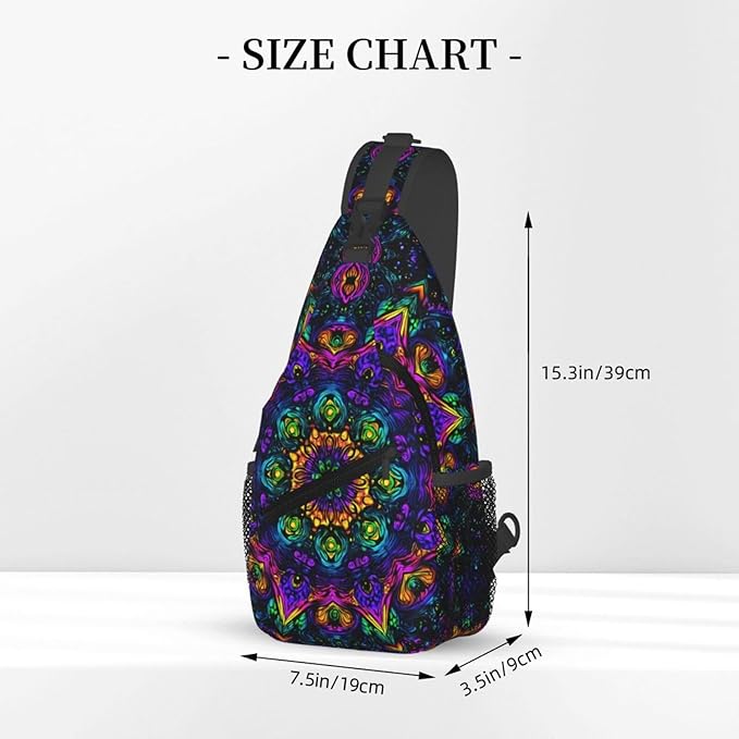 Psychadelic Trippy Art Sling Bag Crossbody Travel Hiking Chest Backpack Shoulder Daypack For Women Men