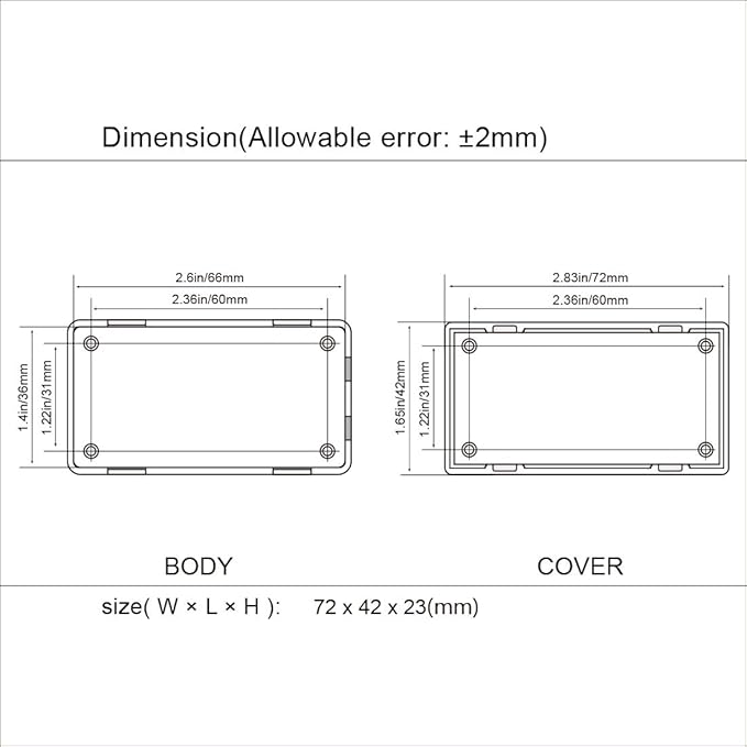 LeMotech Project Box, 5 Pieces ABS Electrical Box Small Junction Box for Electronics PCB Case,Electronic Hobby Box Black, Outside Size 2.8 x 1.7 x 0.9 inch (72x 42x 23 mm)