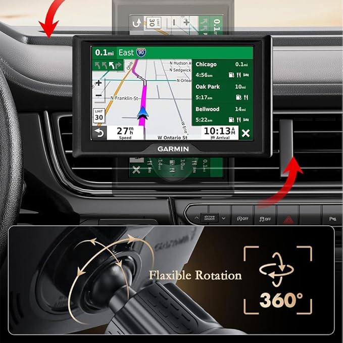 GPS Holder for Car – Air Vent Mount with Metal Hook and 17mm Ball Joint, Compatible with Nuvi GPS Devices