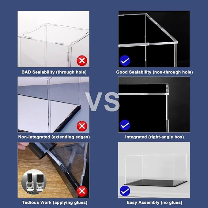 SVENJBB Display Case for Long Model Cars, 16x8x8 Inch Acrylic Box for Trucks and Trains , Clear Acrylic Display Cases with Matte Black Base for Collection Protection and Storage