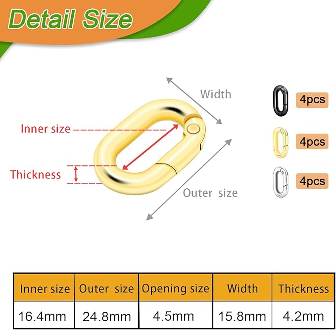 12Pack 5/8 Inch Small Oval Keyring, Metal Tiny Carabiner Spring Snap Hooks Clip for Paracord Keychain Lanyard, Car Key Rings, Pets Collar Buckles, Purse Keychain Replacement (Assorted)