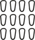 Black Carabiner Clip, Includes Mini 2 Inch Carbineers, Small 2.3" D Ring Clip, Large 3 Inch Carabiner Heavy Duty, Aluminum Caribiner Keychain Hook for Backpack Hiking Camping