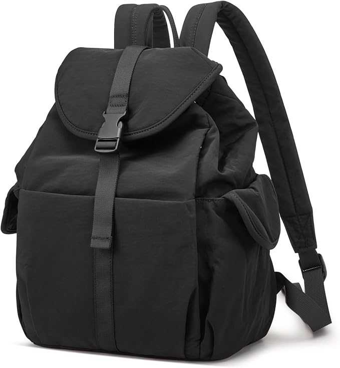 G4Free Small Backpack for Women, Nylon Casual Daypack for Work Travel Campus, Black