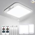wowatt 2Pcs Rechargeable Battery Operated Ceiling Light, Motion Sensor Light Indoor Wireless Shower Lamp with Remote 3000K 4500K 6500K Dimmable Timing for Closet, Shower, Hallway, Patio