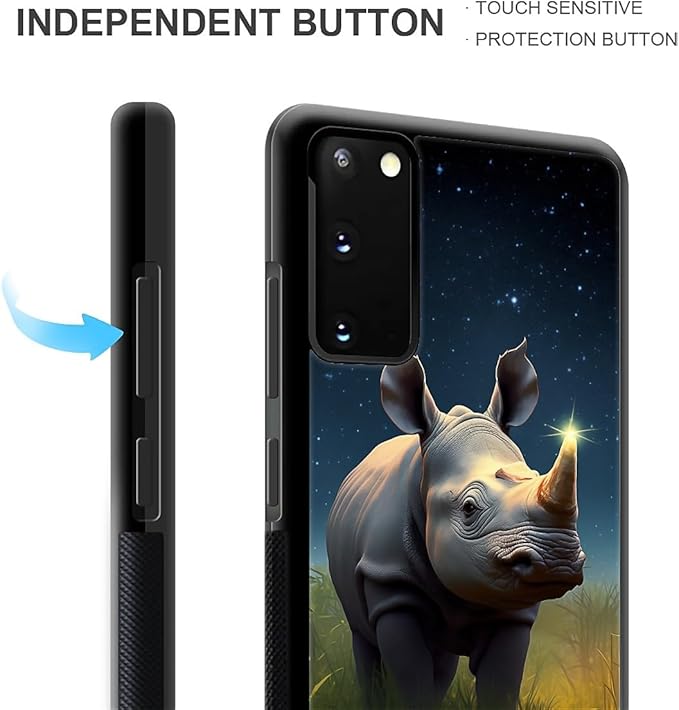 for Samsung Galaxy S20 Case, Rhino Water Marshes Pattern Graphic Design Girl Boy Soft Silicone Hard Acrylic Shock Protection for Samsung Galaxy S20