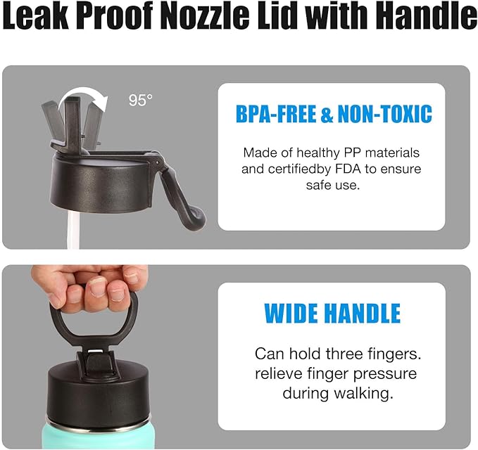 Volhoply 24oz Insulated Water Bottle With Straw Bulk 6 Pack,Metal Wide Mouth Water Bottles With Handle Lid Keep Cold,Reusable Double Wall Cups,Powder Coated Sport Bottle For Holder(Mint,6 Count)
