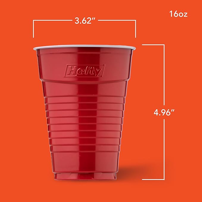 Hefty Party On Disposable Plastic Party Cups, 80 Count, 16 Oz Cups in Assorted Colors for Gatherings, Parties, and More, Textured Sides for Easy Gripping, Strong and Durable