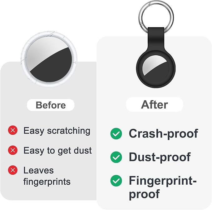 Linsaner Case for AirTag 2nd Gen (2026) & 1st Gen, Silicone Holder Keychain Key Ring, Protective Cover for Air Tags, GPS Finder Accessories for Bags, Pets, Kids, Luggage, Black/Blue/Green/Red