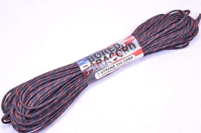 BORED? PARACORD! 550 lb Paracord – Ideal for Crafting, DIY Projects, Camping, Military & Active Outdoors – 300+ Colors – Tactical Parachute Cord Type III – Strong - Thin Red Line 50 Feet