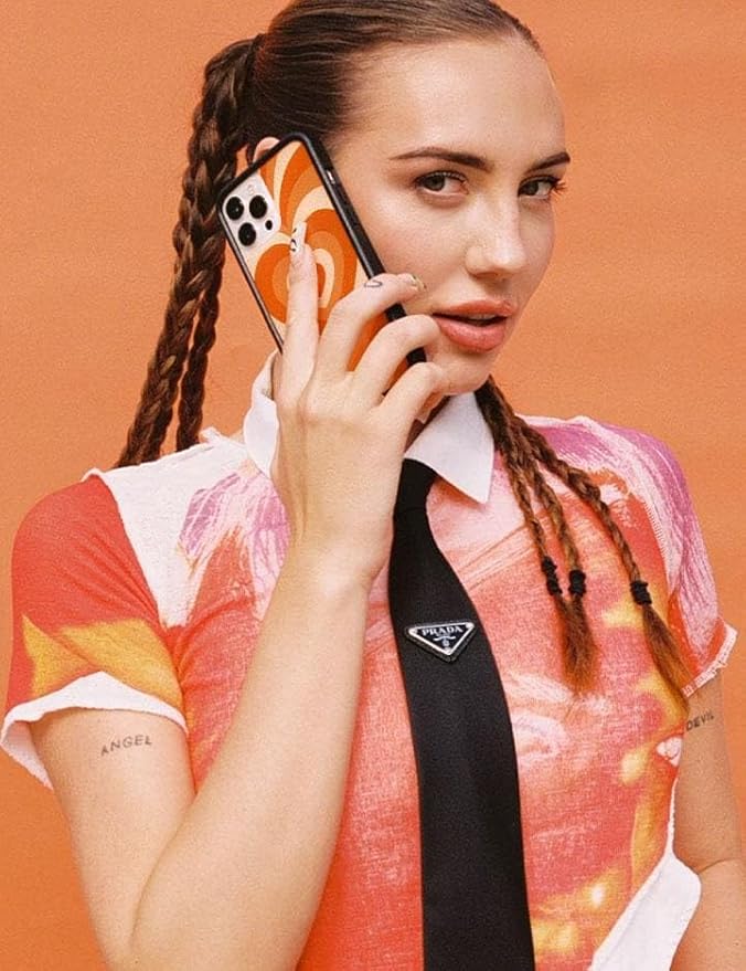 Wildflower Cases - Compatible with iPhone 13 Pro| Protective Black Bumper, 6.5ft Drop Test Certified, Women Owned Small Business | Hearts Orange Brown Ombre | Pumpkin Spice Latte Love