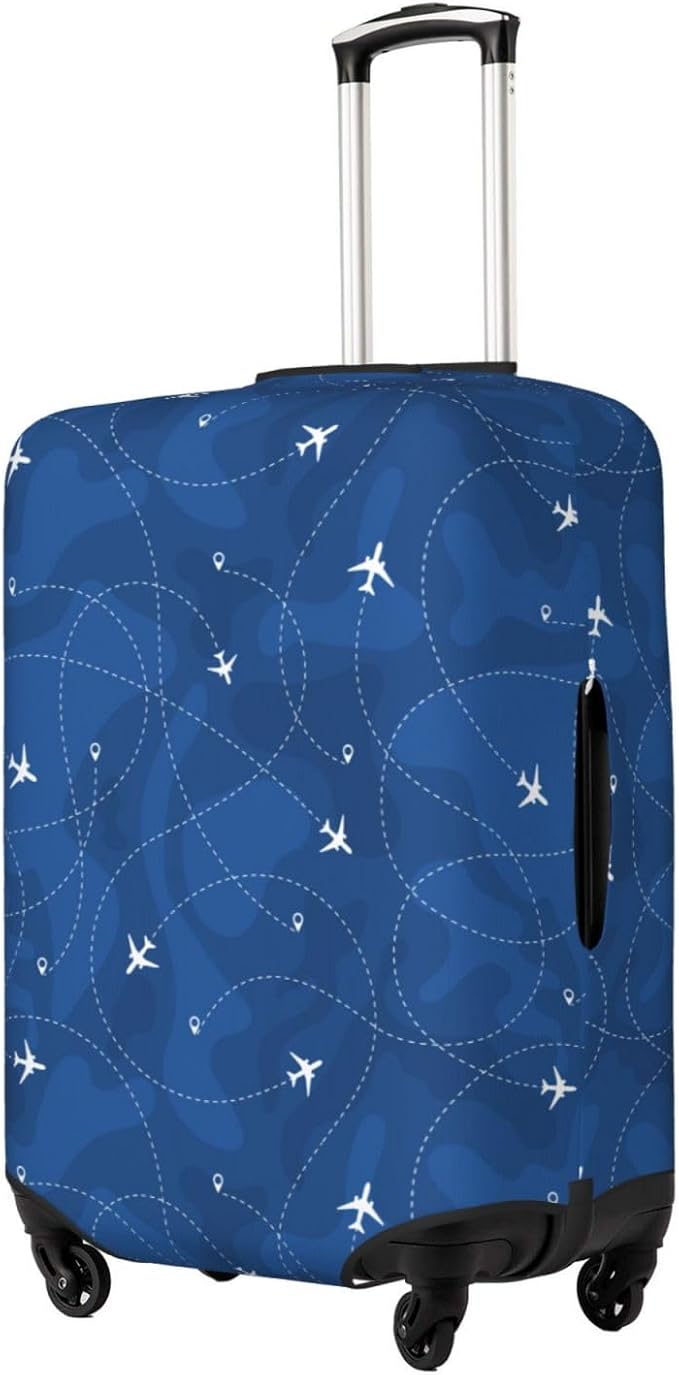 Travel Luggage Cover with Airplane & Route Pattern, Suitcase Protector For Travel (Fits 22-24 Inch Luggage)