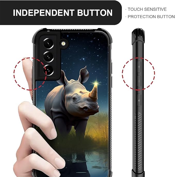 for Samsung Galaxy S21 FE Case, Rhino Water Marshes Pattern Graphic Design Girl Boy Soft Silicone Hard Acrylic Shock Protection for Samsung Galaxy S21 FE