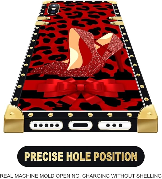 Compatible with iPhone XR Case, Elegant High Heels Luxury Golden Decoration for Girl Women Soft TPU Shockproof Protective Hard PC Back for iPhone XR