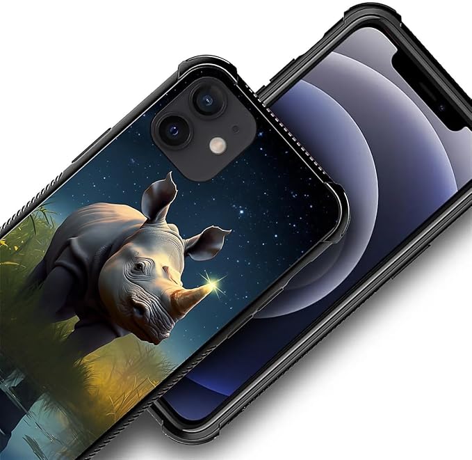 for iPhone 11 Case, Rhino Water Marshes Pattern Graphic Design Girl Boy Soft Silicone Hard Acrylic Shock Protection for iPhone 11