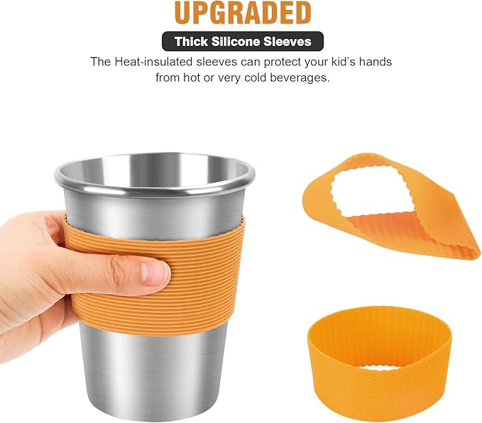 Yummy Sam Stainless Steel Cups with Silicone Straws & Lids,12oz Kids Tumblers Dishwasher Safe, Unbreakable Metal Toddler Cups with for Cold and Hot Drinks, Spill-proof, 5 Pack