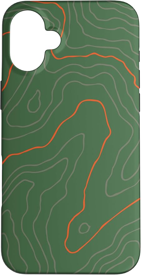Backcountry Topo Guide Orange Lines Topographical Map Case for iPhone 16 Plus