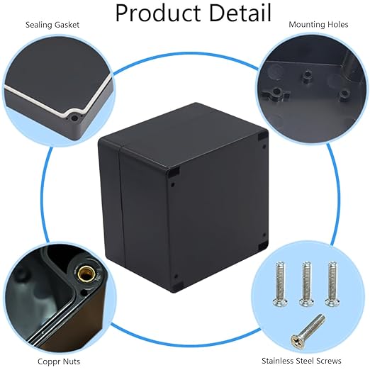 Junction box, Raculety Electrical Project Case Power Junction Box, Project Box Black (4.72"x4.72"x3.54")