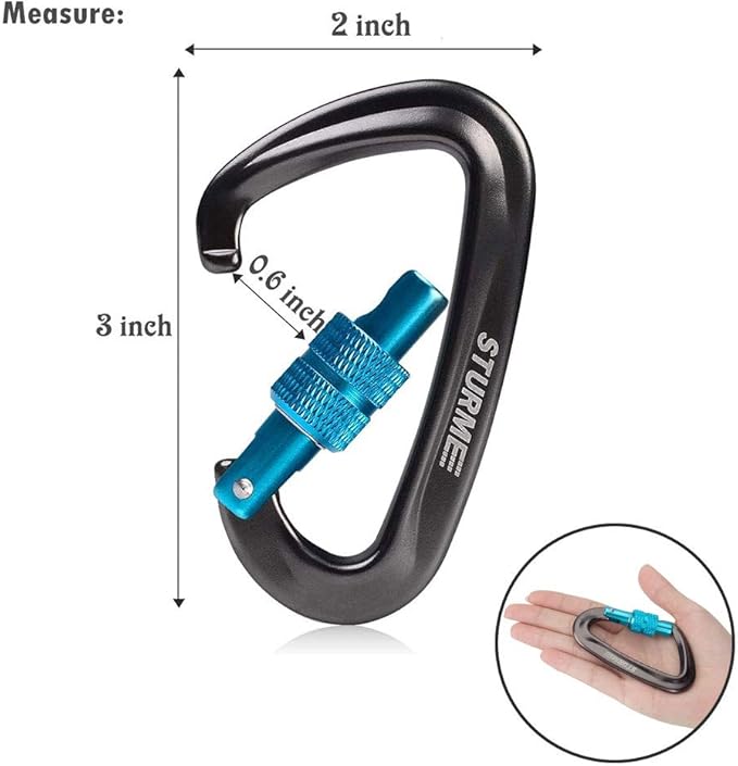 STURME 12kN (2697 lbs) Heavy Duty Locking Carabiner Clips for Outdoor, Camping, Hiking, Securing Pets, Hammock, Dog Leash Harness