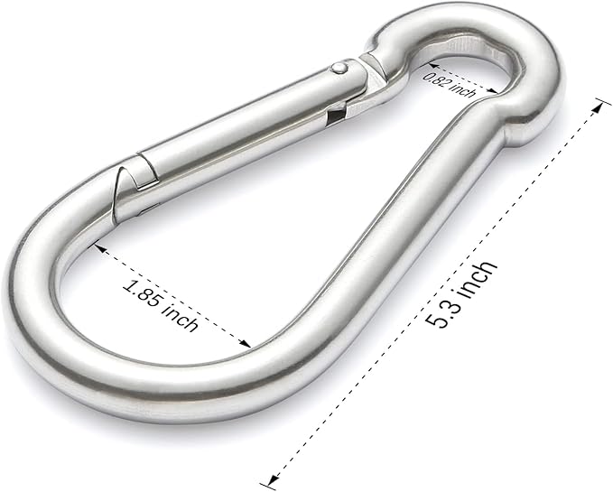 sprookber Stainless Steel Spring Snap Hook Carabiner - 304 Stainless Steel Clips, Set of 6