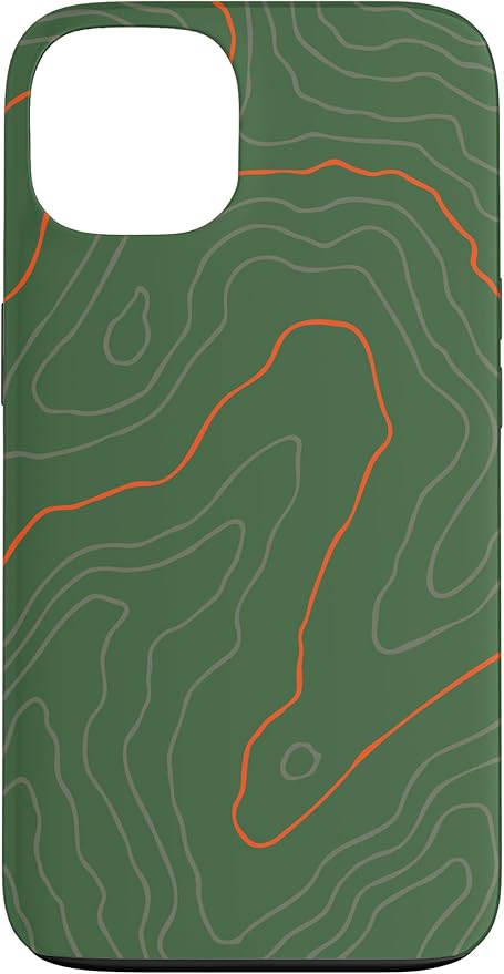 Backcountry Topo Guide Orange Lines Topographical Map Case for iPhone 13