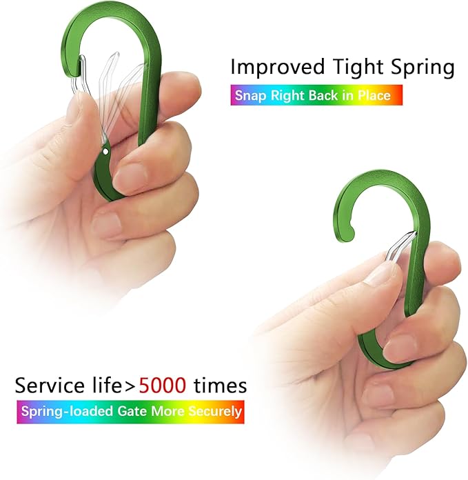 sprookber 2" Small Carabiner Clip, D Ring Caribeener, Spring Snap Hook for Keychain Multipurpose, Set of 20