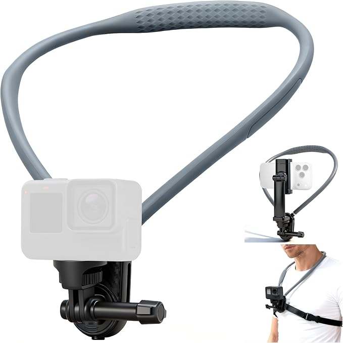 Camera Phone Chest Mount for GoPro, Adjustable Strap Chest POV Phone Holder Neck Mount for DJI Osmo Nano Action 5 Pro/4/3 Accessories, for Insta360 X5/X4/Ace Pro 2, for GoPro Hero 13/12/11 AKASO