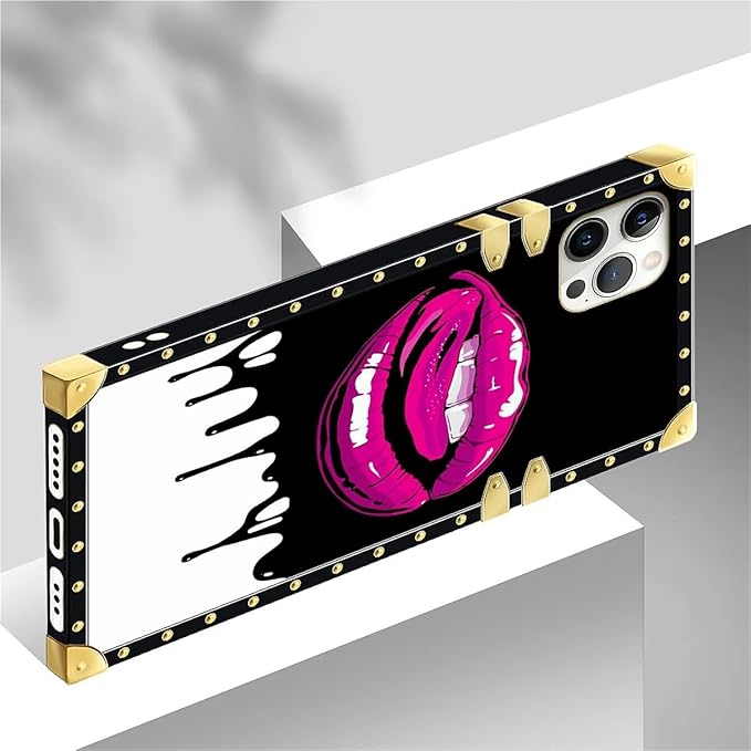 Compatible with iPhone 12 12 Pro Case, Black White Red Slap Sexy Luxury Golden Decoration for Girl Women Soft TPU Shockproof Protective Hard PC Back for iPhone 12 12 Pro