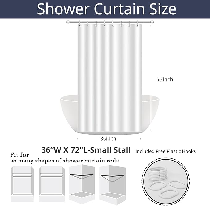Purple Bow Shower Curtain, Purple and White Modern Aesthetic Bowknot with Polka Dot Cute Girly Bathroom Curtain Waterproof Fabric Machine Washable with Hooks, 36" Wx72 L