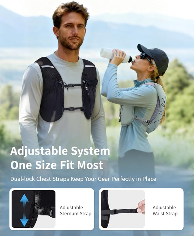 ECOHUB Running Hydration Vest Backpack, Lightweight Hydration Pack Bag Daypack for Hiking Cycling Marathon Backpack Vest for Women Men (No Bladder Included)