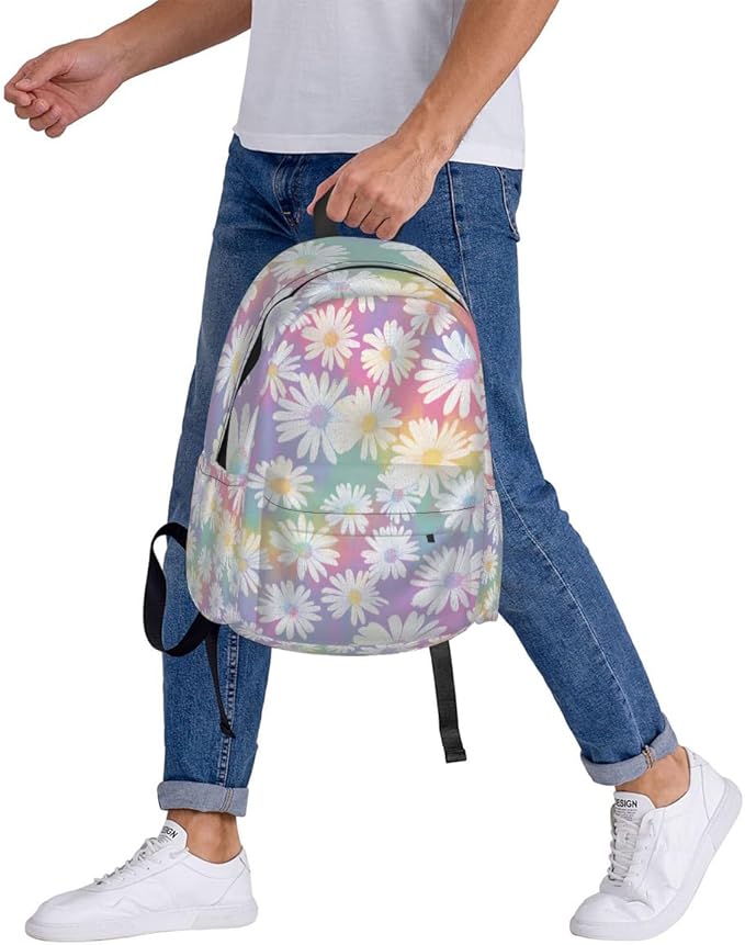 cfpolar 17 Inch Backpack Cute Daisy Flower Laptop Bag Shoulder Bag School Bookbag Casual Daypack For Boys Girls,A-10