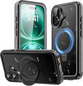 AICase Magnetic for iPhone 16 Plus Case Waterproof Magsafe[Ring Invisible Stand & Screen Protector][IP68 Underwater][Dropproof][Dustproof][Real 360] Shockproof Protective Phone Case 6.7''2024