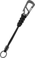 KeyUnity KC04 Paracord Keychain Carabiner Clip, Braided Lanyard with Stainless Steel Key Ring and Bead for Hanging Bottles