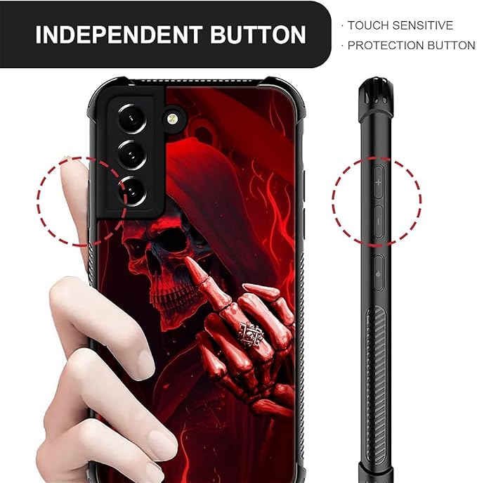 for Samsung Galaxy S22 Plus Case, Gestures Funny Skull Pattern Graphic Design Girl Boy Soft Silicone Hard Acrylic Shock Protection for Samsung Galaxy S22 Plus