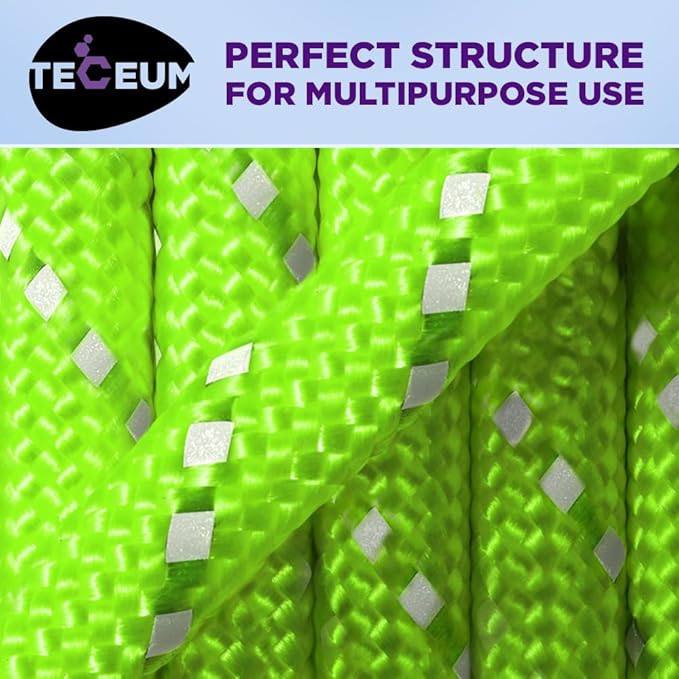 TECEUM Reflective Paracord Rope 1000 – 1000ft/200ft/100ft/50ft – 40+ Colors – Glow in The Dark – para Cord – Utility Rope for Survival, Hunting & Camping Gear – Nylon String, Camping Rope, Tent Cord