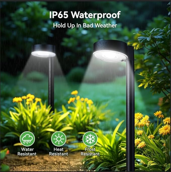 Ahaorigin 2 Pack Solar Pathway Lights Outdoor, 12 Brighter LED Solar Lights Outdoor Waterproof, Up to 12 Hrs Modern Path Light for Yard Garden Walkway Driveway Lawn, Cool White