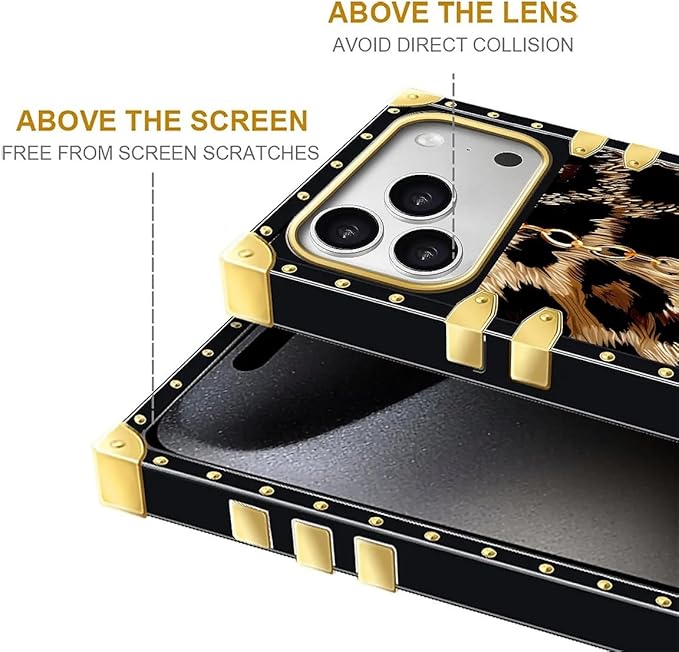 for iPhone 17 Pro Case Luxury Golden Decoration for Girl Women Soft TPU Shockproof Protective Hard PC Back for iPhone 17 Pro Crazy Pattern Seamless Gold Chain Leopard