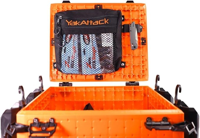 YakAttack 13" Dual Compartment Mesh Storage Bag | Compatible with BlackPak Pro & ShortStak | Heavy-Duty Quick-Dry Mesh with Two Zippered Compartments | Kayak Storage Accessories Organizer