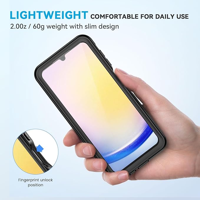 Lanhiem for Samsung Galaxy A25 5G Phone Case, IP68 Waterproof Dustproof, Built-in Screen Protector, Rugged Full Body Shockproof Protective Cover for Samsung A25 5G /4G 6.5", Black/Clear