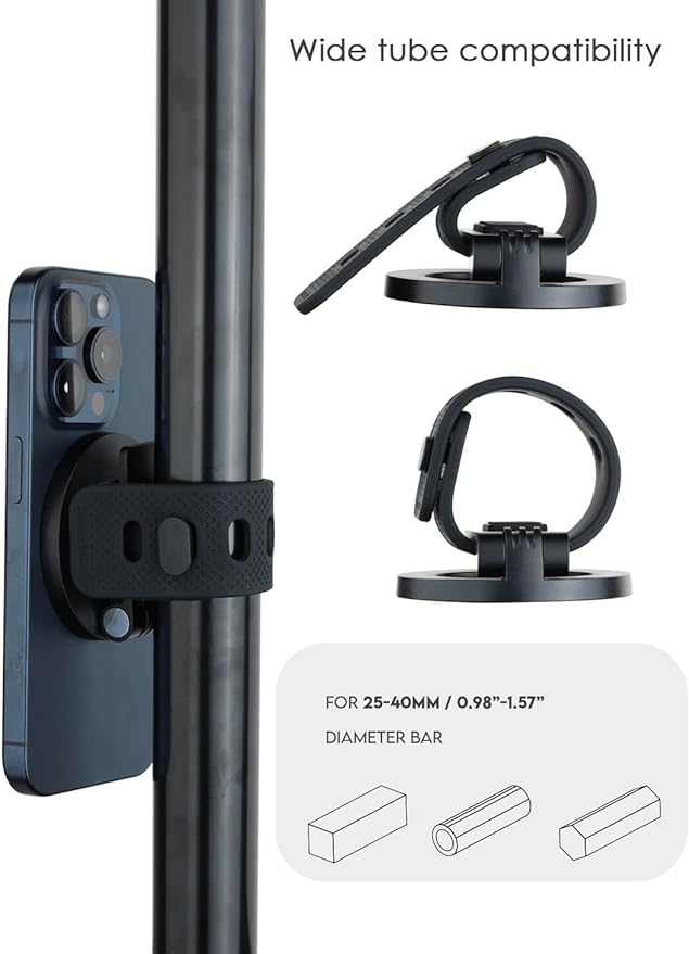 Magnetic Phone Mount for Outdoor Activities – Compatible with Golf Carts, Yachts, Strollers, and More | Adjustable Silicone Strap & Anti-Slip Design