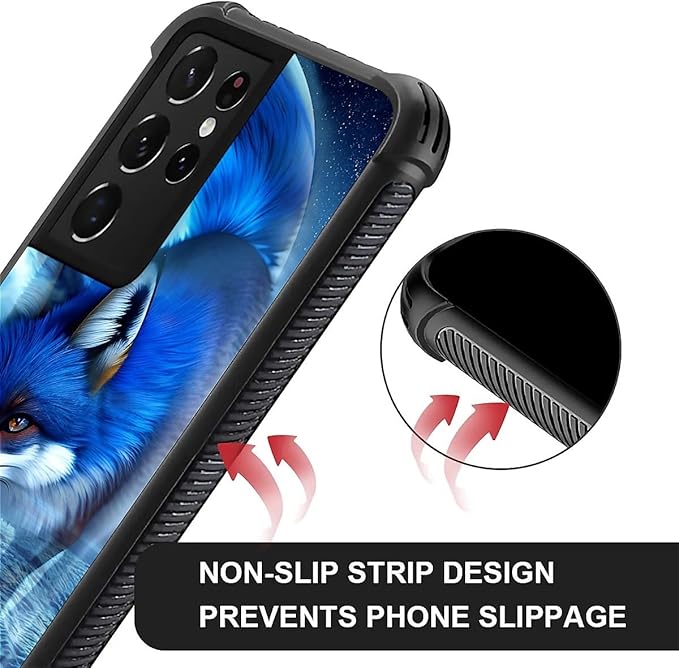 for Samsung Galaxy S21 Ultra Case, Snowy Mountain Fox Lake Pattern Graphic Design Girl Boy Soft Silicone Hard Acrylic Shock Protection for Samsung Galaxy S21 Ultra