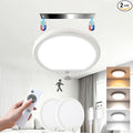Rechargeable Motion Sensor Ceiling Light with Remote, Magnetic Mount, Cordless, Dimmable 3 Color Temperatures (6500K~3000K), No Wiring LED Light for Closet, Stairs, Hallway, Porch, Pack of 2