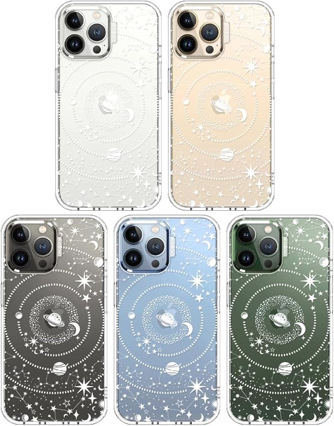MOSNOVO Case for iPhone 13 Pro Max, [Buffertech 6.6ft Military-Grade Drop Protection] [Anti Peel Off Tech] Clear TPU Bumper Phone Case Cover Design - Galaxy