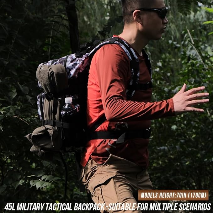 45L Tactical Backpack for Men Women, Military Assault Pack with MOLLE, Large 3 Day Bug Out Bag for Hiking Camping