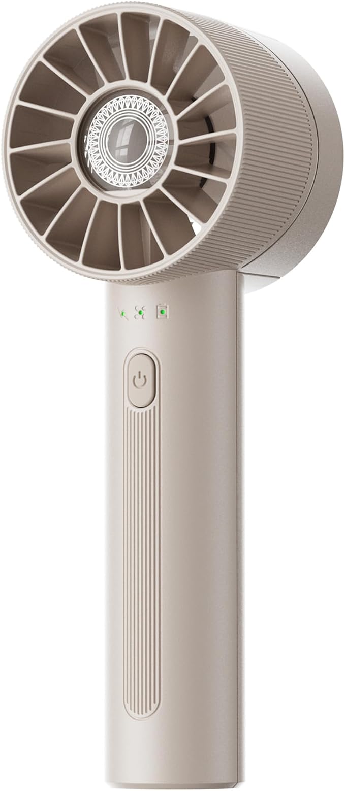 Portable Mini Handheld Turbo Fan, 4 Speed High Velocity Personal Cooling Device [Max 16H], Rechargeable Purse Travel Essential for Vacation/Beach/Trip - Beige