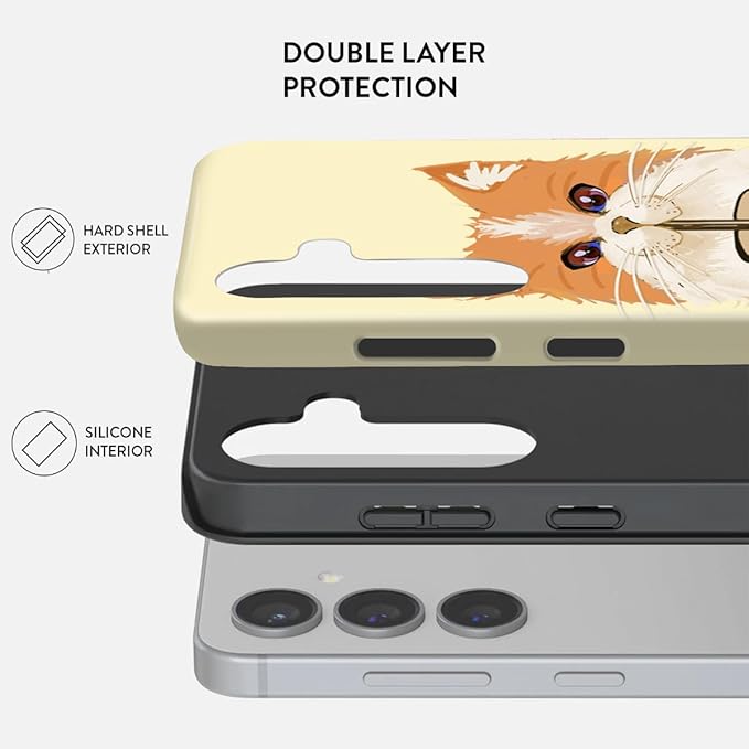 Compatible for Samsung Galaxy A57 5G Case, Dual Layer Heavy Duty 2 in 1 Shockproof Protective Phone Case,Cat Drinking Coffee