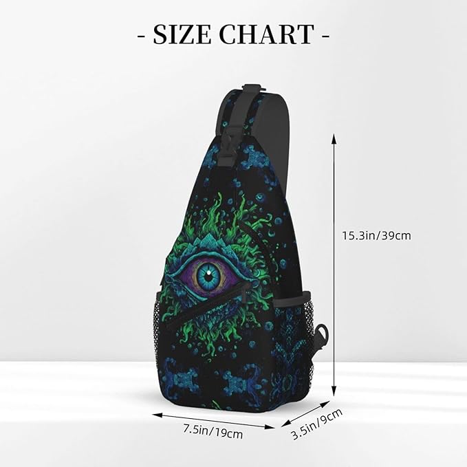 Psychadelic Trippy Art Sling Bag Crossbody Travel Hiking Chest Backpack Shoulder Daypack For Women Men