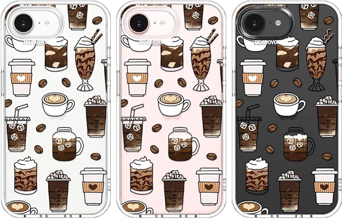 MOSNOVO for iPhone 17e Case/iPhone 16e Case, Shockproof Military-Grade Protection 6.6ft Drop Tested, Clear Phone Case for iPhone 16e / iPhone 17e, Coffee Design