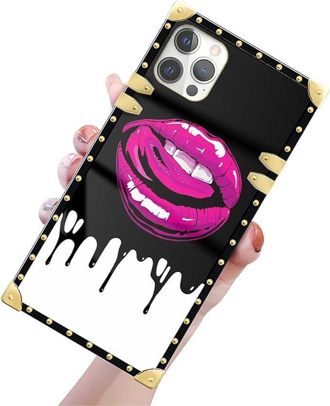 Compatible with iPhone 12 Pro Max Case, Black White Red Slap Sexy Luxury Golden Decoration for Girl Women Soft TPU Shockproof Protective Hard PC Back for iPhone 12 Pro Max